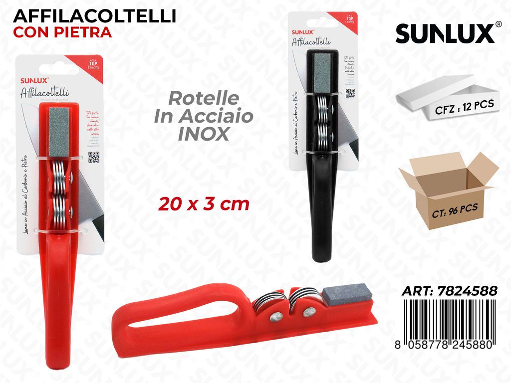 Affila Coltelli c/ Pietra Acciaio Inox 20*3CM