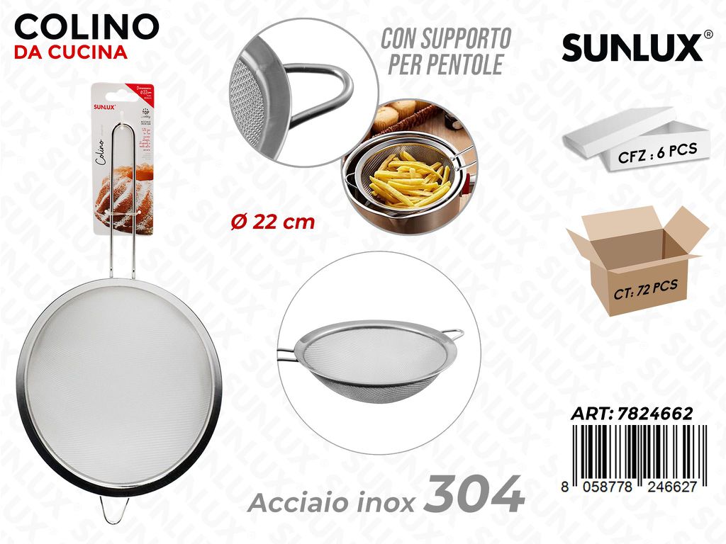 Colino da Cucina c/ Supp. Acciaio 304 D.22CM