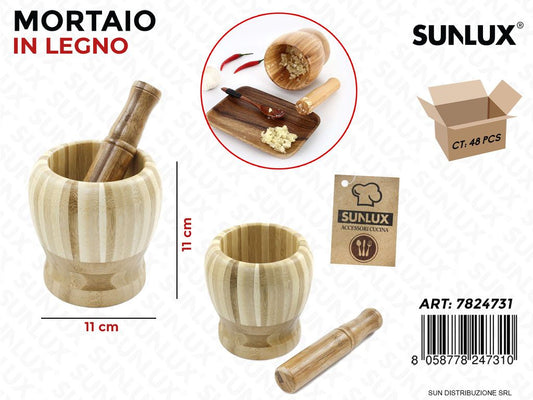 Mortaio in Legno c/ Pestello 11*11CM