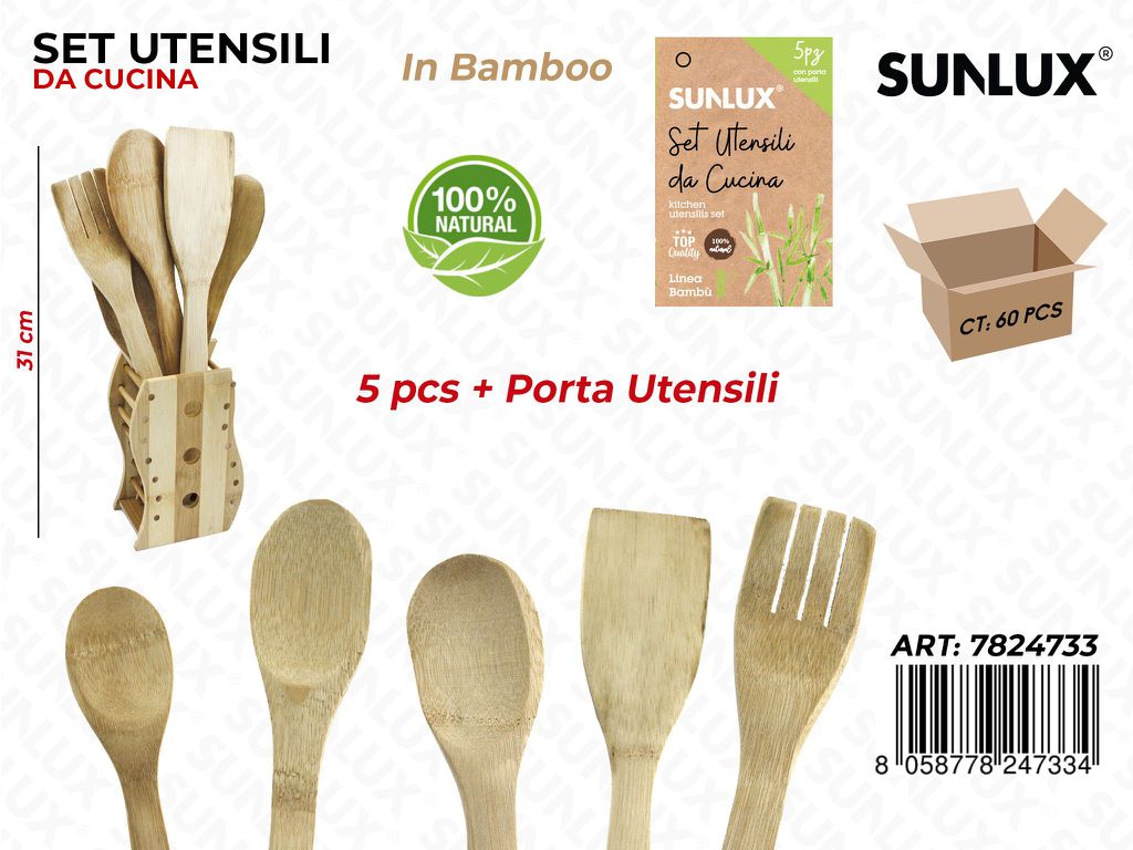 Set Utensili da Cucina in Bamboo 5PCS