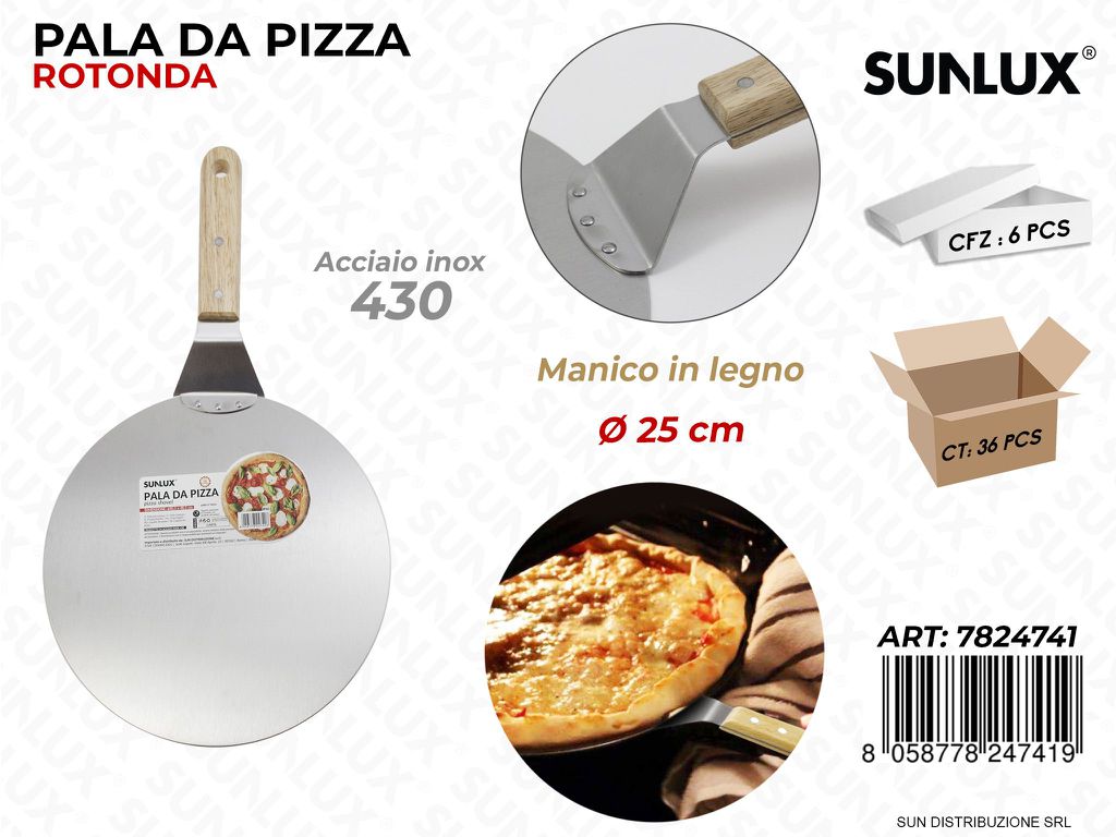 Pala Rotonda per Pizza Acciaio 430 D.25CM