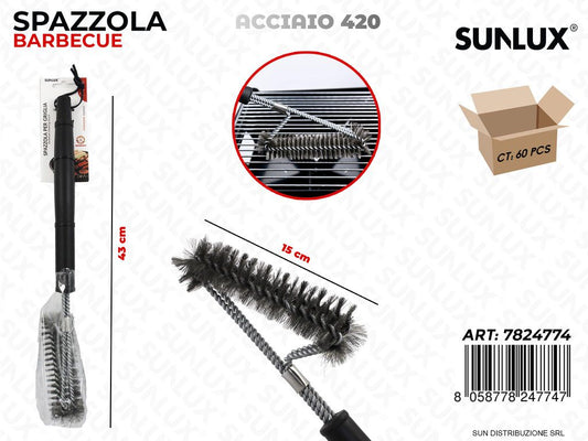 Spazzola per Griglia Bbq Acciaio 420 15*43CM