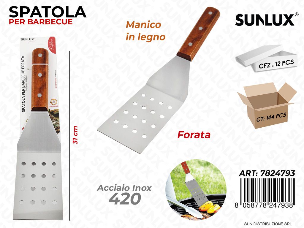 Spatola per Barbecue Forata Acciaio 420 31CM
