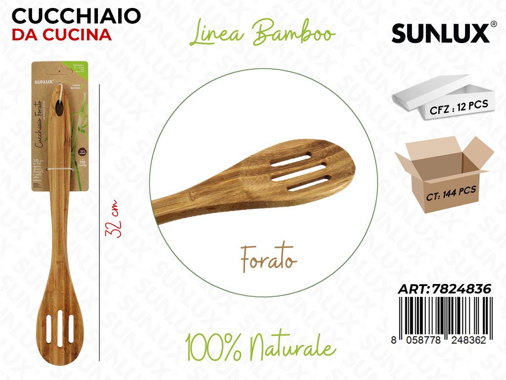 Cucchiaio da Cucina Forato in Bamboo 32CM