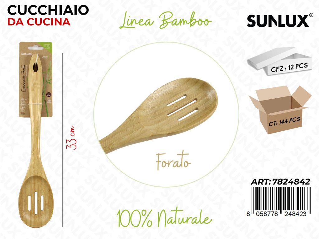 Cucchiaio da Cucina Forato in Bamboo 33CM