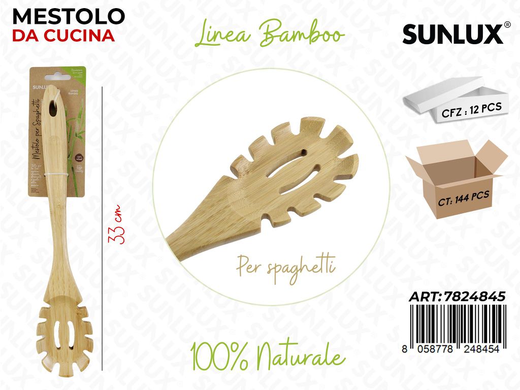 Mestolo per Spaghetti Forata in Bamboo 33CM