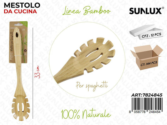 Mestolo per Spaghetti Forata in Bamboo 33CM