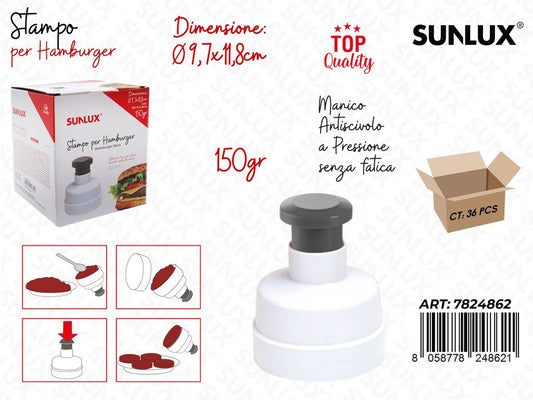 Sunlux Stampo per Hamburger 150GR 9.7*11.8CM