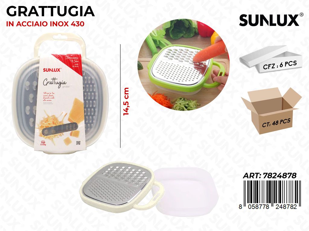 Sunlux Grattugia Acciaio 430 c/Serbatoio 14.5CM / Pz da 6