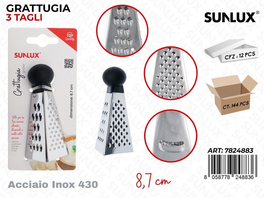 Sunlux Grattugia 3TAGLI Acc. Inox 430 8.7CM