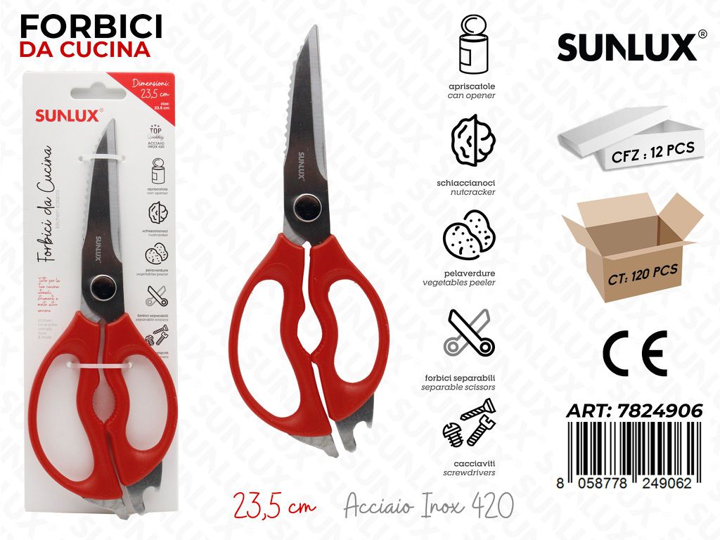 Sunlux Forbici da Cucina Acc. 420 23.5CM / Pz da 12