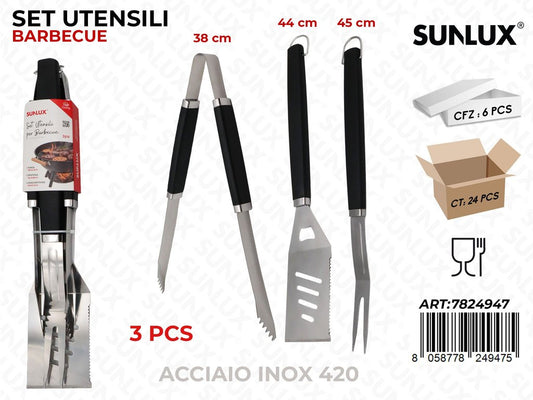 Sunlux Set Utensili Bbq Acc. 420 3PCS Ass.