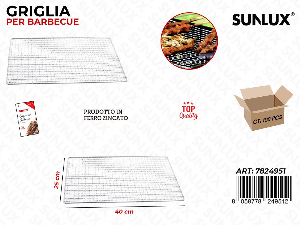 Griglia per Barbecue Ferro Zinzato 40*25CM