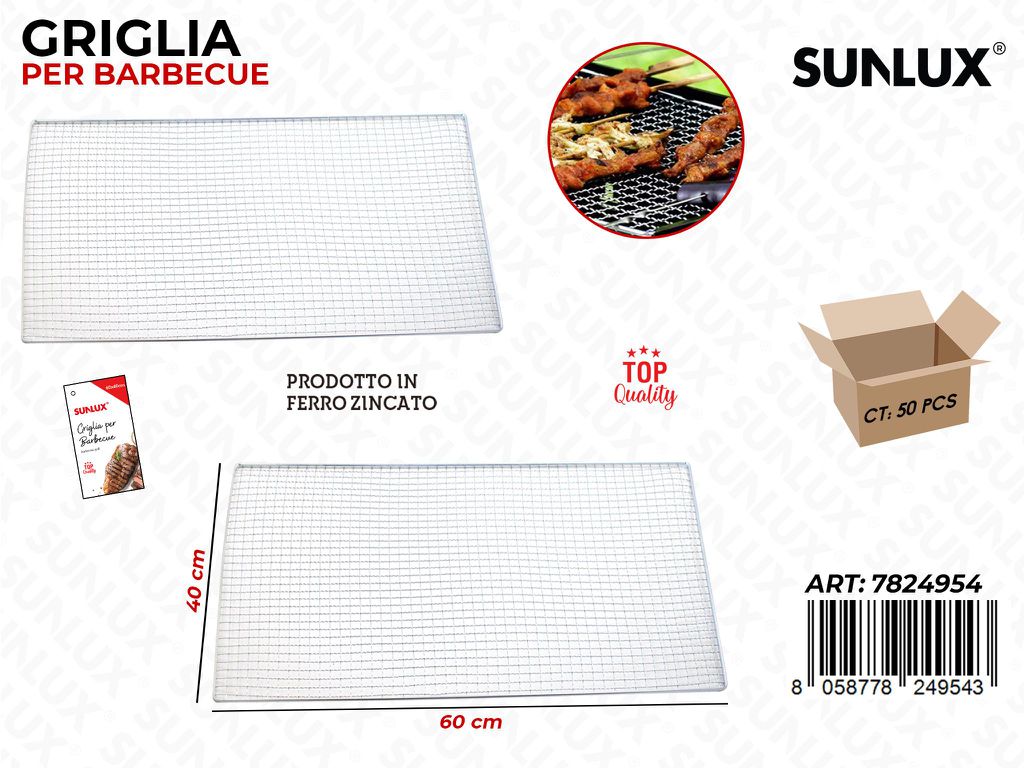 Griglia per Barbecue Ferro Zinzato 60*40CM