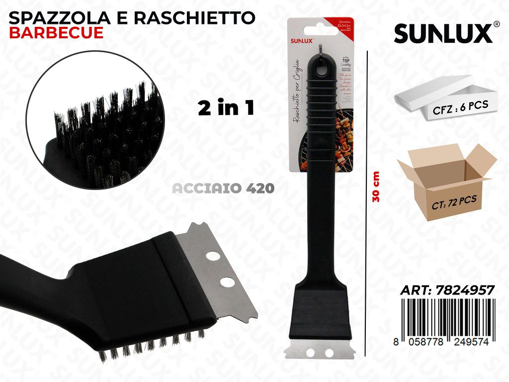 Sunlux Raschietto Griglia Bbq 2IN1 Acc. 420 30CM