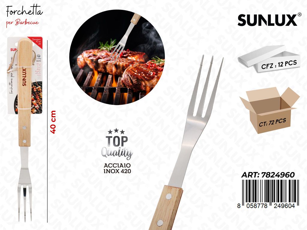 Sunlux Forchetta per Bbq Acciaio 420 40CM