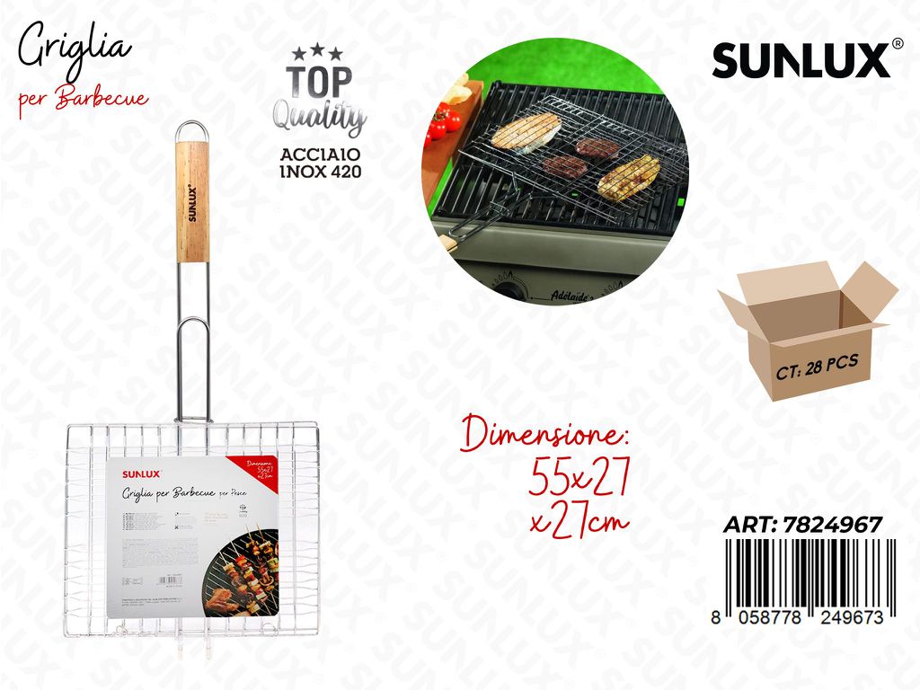 Sunlux Griglia per Bbq Acciaio 420 55*27*27CM