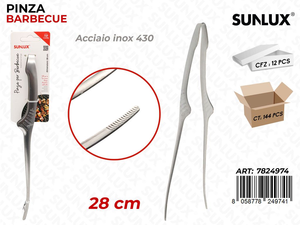 Sunlux Pinza per Barbecue Acciaio 430 28CM