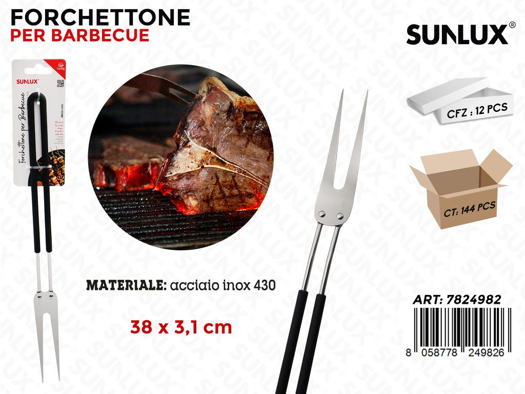 Sunlux Forchettone per Bbq Acciaio 430 38*3.1CM
