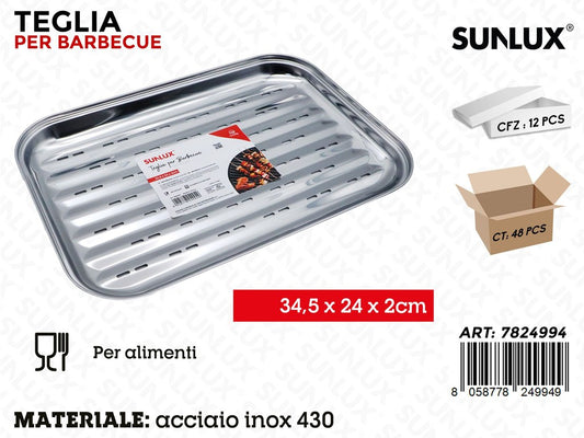 Sunlux Teglia Bbq Acc.inox 430 34.5*24*2CM