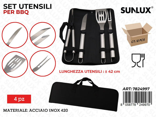 Sunlux Set Utensili Bbq Acc. 420 4PCS Ass. 42CM
