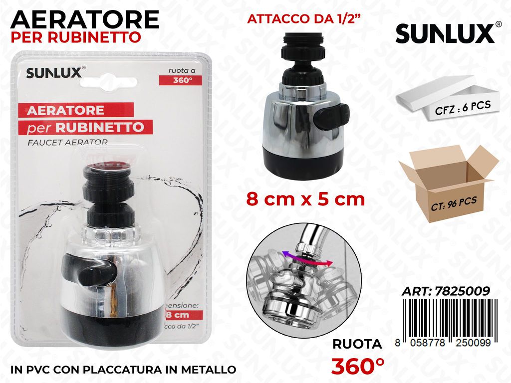 Sunlux Aeratore per Rubinetto Pvc 8*5CM / Pz da 6