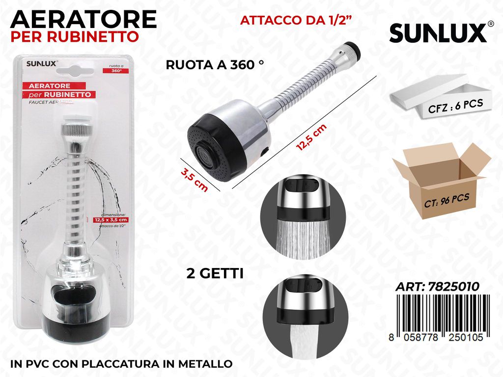 Sunlux Aeratore Rubinetto 2 Getti 3.5*12.5CM