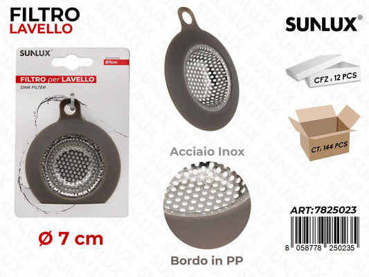Sunlux Filtro per Lavello Acciaio Inox D.7CM
