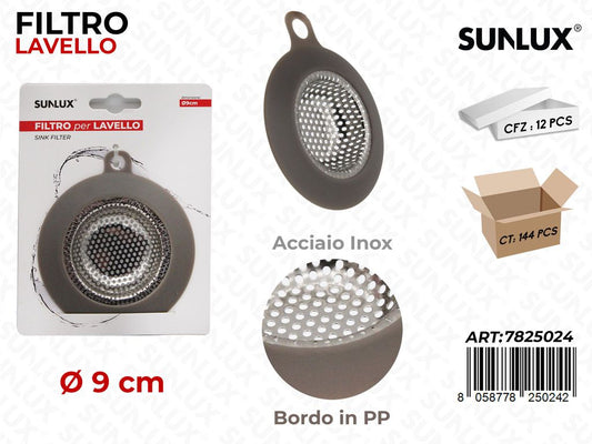 Sunlux Filtro per Lavello Acciaio Inox D.9CM