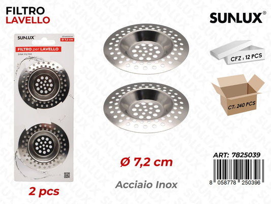 Sunlux Filtro Lavello Acc. Inox 2PCS D.7.2CM