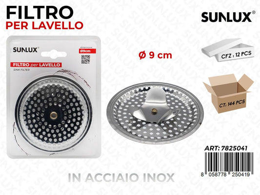 Sunlux Filtro Lavello Acc. Inox D.9CM
