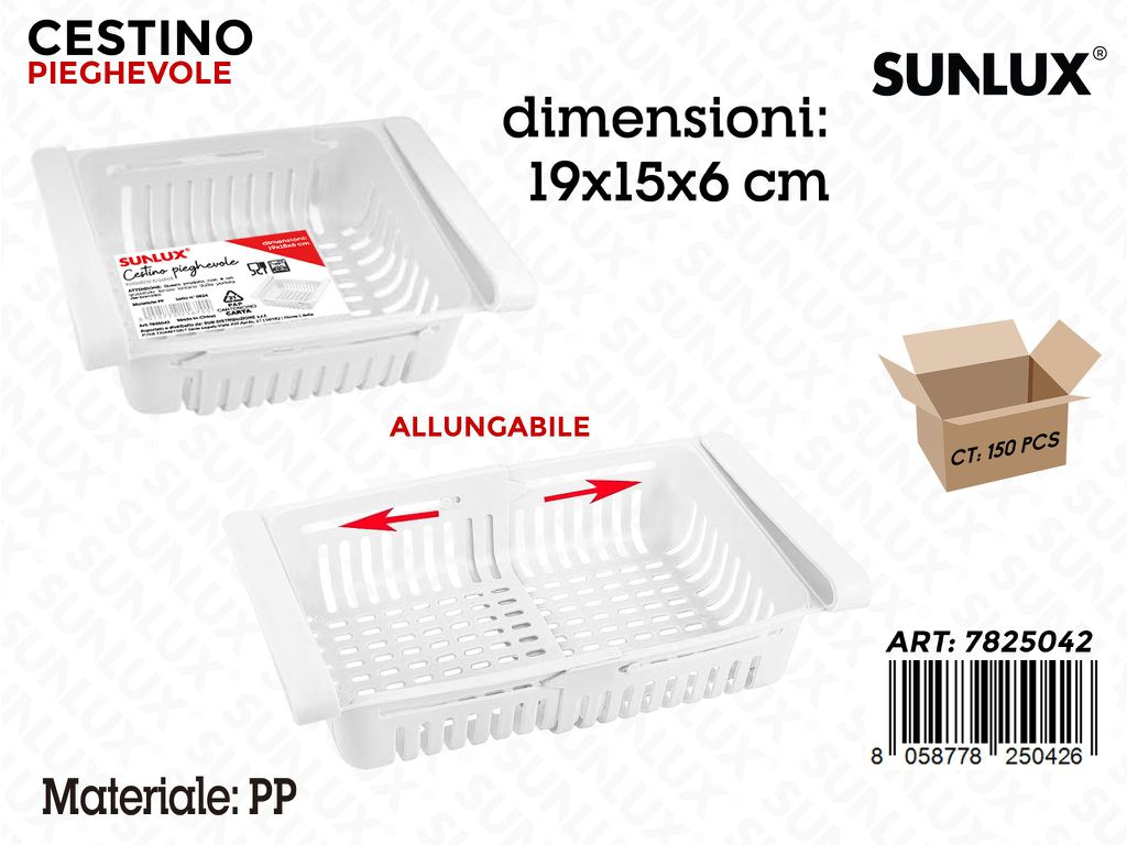 Sunlux Cestino Pieghevole in Pp 19*15*6CM