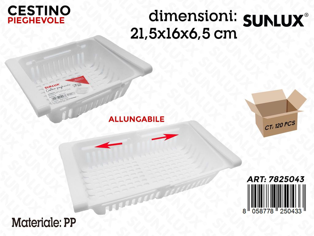 Sunlux Cestino Pieghevole in Pp 21.5*16*6.5CM