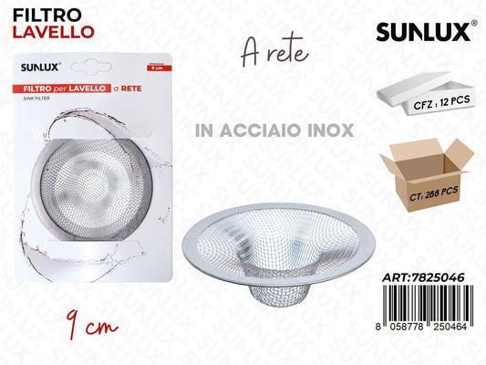 Sunlux Filtro per Lavello Rete Acc. Inox 9CM