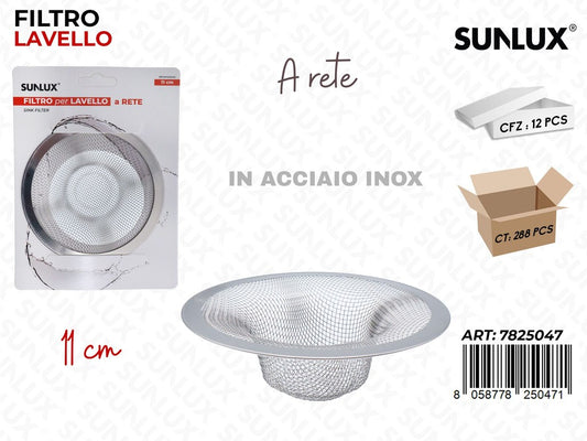 Sunlux Filtro Lavello Rete Acc. Inox 11CM