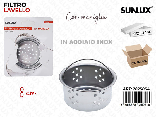 Sunlux Filtro per Lavello Acc. Inox 8CM