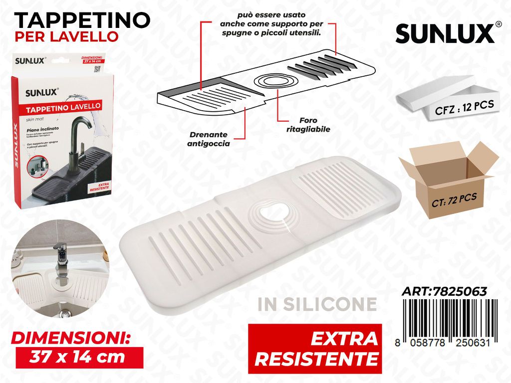 Sunlux Tappetino per Lavello Silicone Ass. 37*14CM