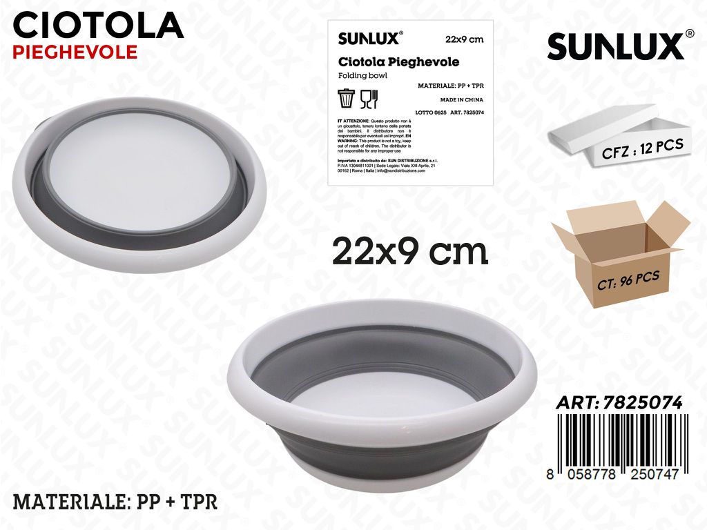 Sunlux Ciotola Pieghevole Plast. 22*9CM