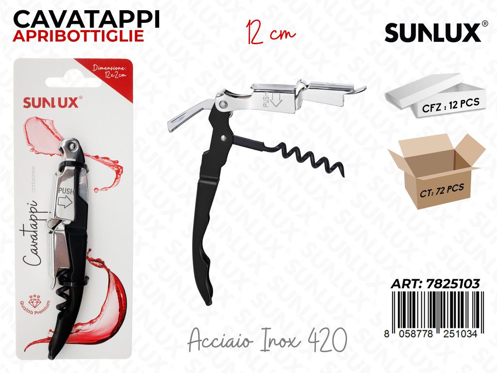 Sunlux Cavatappi Acc. Inox 420 12CM / Pz da 12