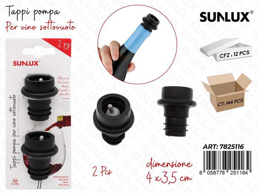 Sunlux Tappi Pompa per Vino Sottovuoto 2PCS 4*3.5CM