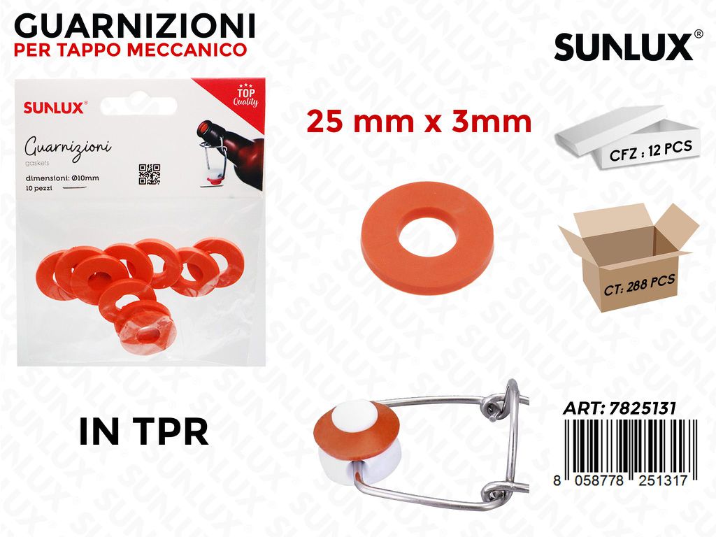 Sunlux Guarnizioni Tappo Meccanico 25*3MM