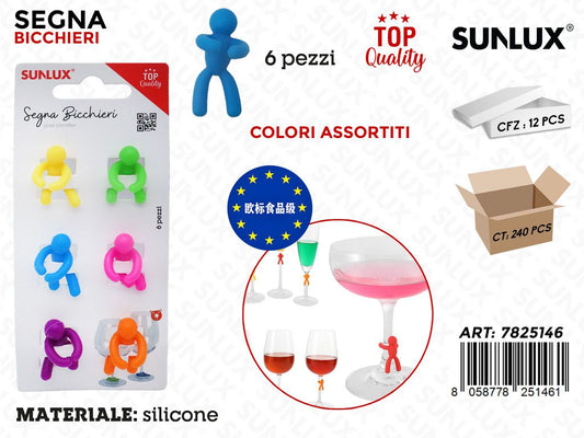 Sunlux Segna Bicchieri Silicone 6PCS Ass.