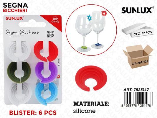 Sunlux Segna Bicchieri Silicone 6PCS Ass.