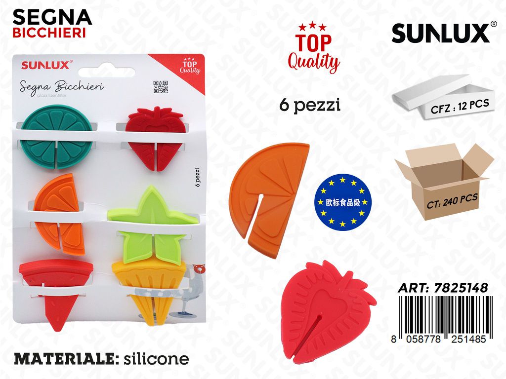 Sunlux Segna Bicchieri Silicone 6PCS Ass.