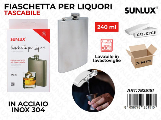 Sunlux Fiaschetta Tasc. Acc.inox 304 240ML