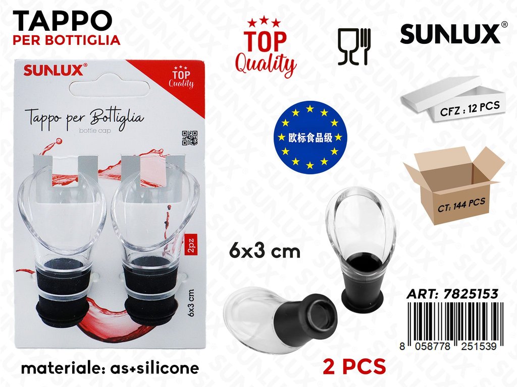 Sunlux Tappo per Bottiglia 2PCS 6*3CM