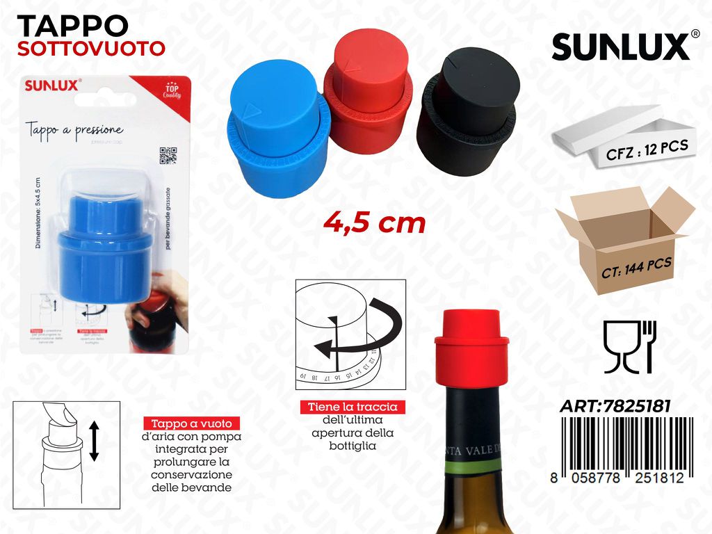 Sunlux Tappo Sottovuoto Col. Ass. 4.5CM