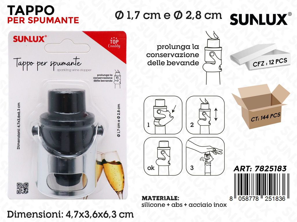 Sunlux Tappo per Spumante Abs 4.7*3.6*6.3CM