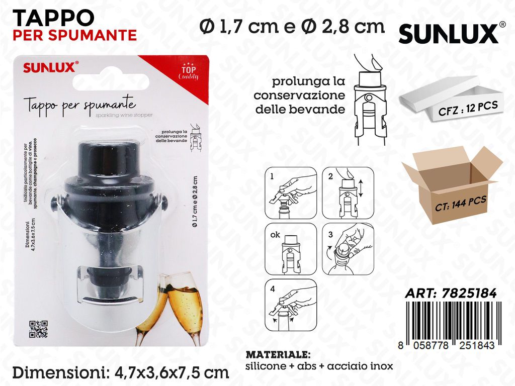 Sunlux Tappo per Spumante Abs 4.7*3.6*7.5CM