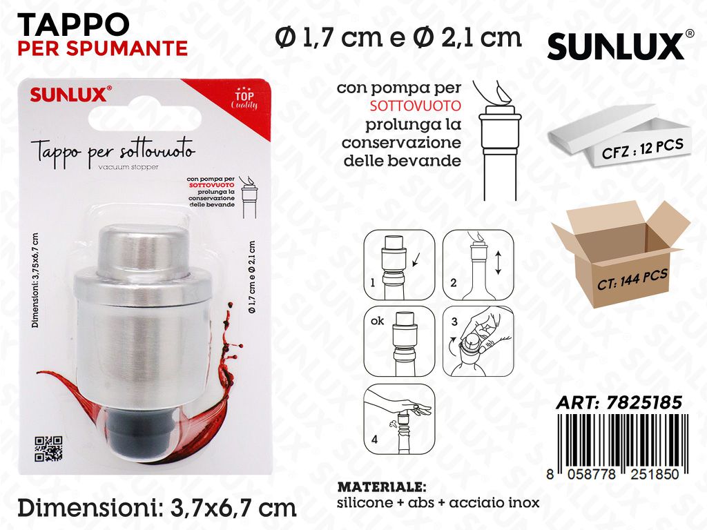 Sunlux Tappo per Spumante Abs 3.7*6.7CM